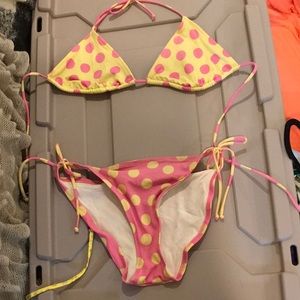 Victoria’s Secret yellow and pink polka dot bikini